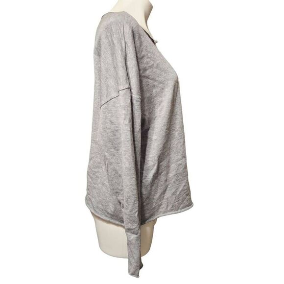 East of June long sleeve shirt art to wear Asymmetrical hem gray white XL - Picture 6 of 10